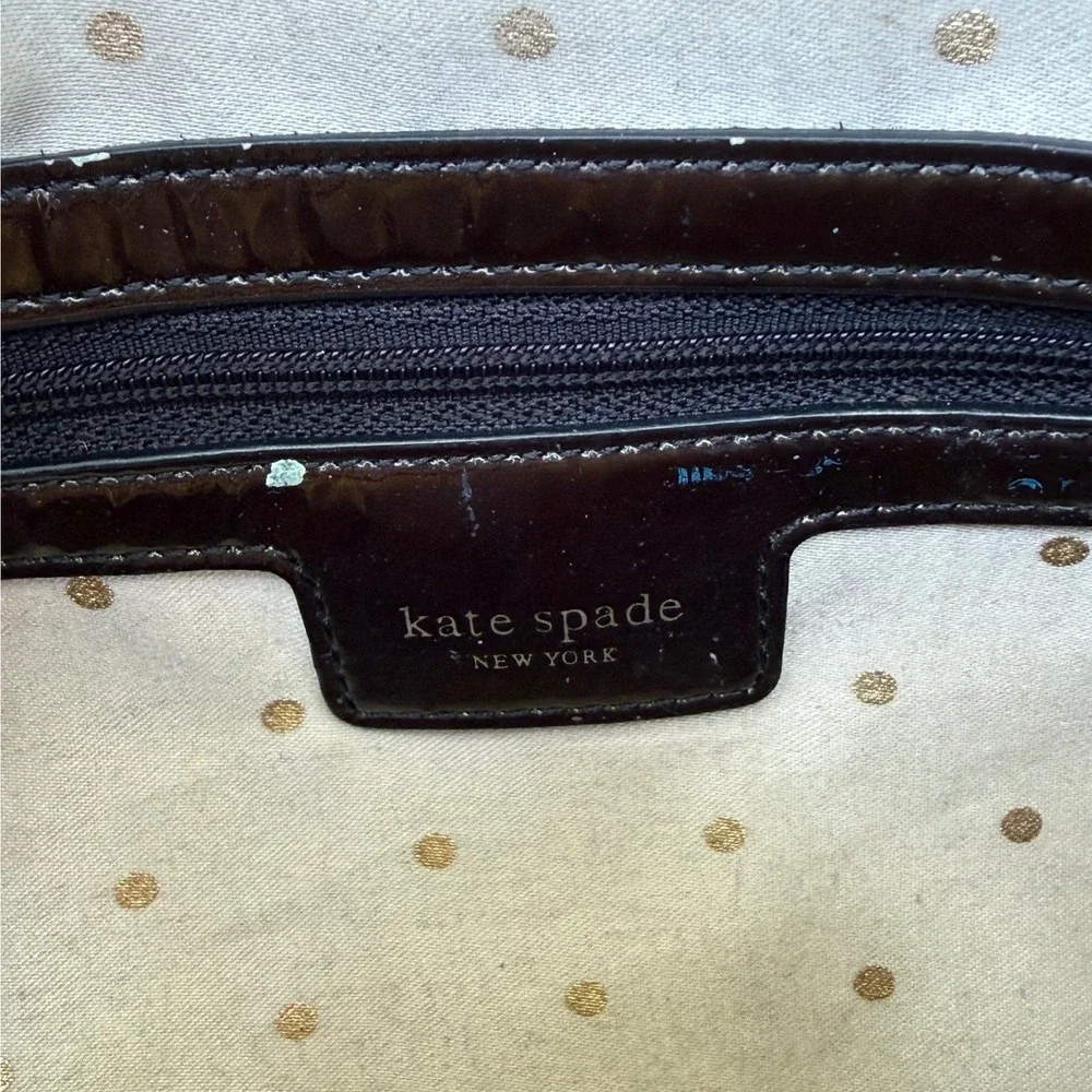 Kate Spade Brown Iridescent Patent Leather Rope Handle Shoulder Bag Y2K Vintage